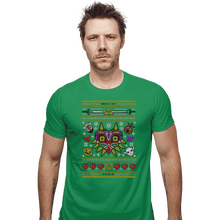 Load image into Gallery viewer, Shirts Fitted Shirts, Mens / Small / Irish Green Happy Mask Xmas
