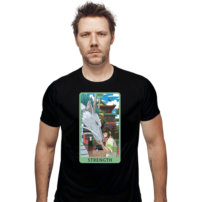 Daily_Deal_Shirts Fitted Shirts, Mens / Small / Black Tarot Ghibli Strength
