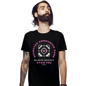 Shirts Fitted Shirts, Mens / Small / Black Companion Cube Emblem