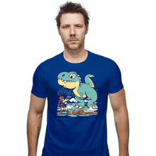 Load image into Gallery viewer, Shirts Fitted Shirts, Mens / Small / Royal Blue T Rex Surprise
