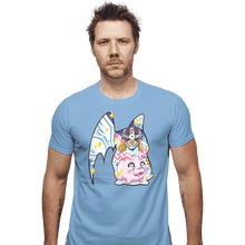 Load image into Gallery viewer, Shirts Fitted Shirts, Mens / Small / Powder Blue Magical Silhouettes - Patamon
