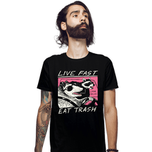 Load image into Gallery viewer, Shirts Fitted Shirts, Mens / Small / Black Live Fast! Eat Trash!
