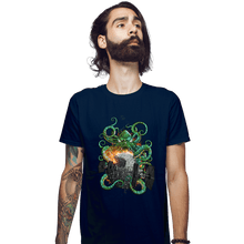 Load image into Gallery viewer, Shirts Fitted Shirts, Mens / Small / Navy Cthulhu Strikes Back
