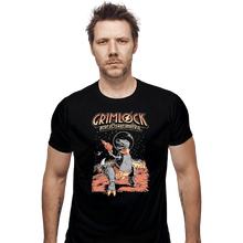 Load image into Gallery viewer, Shirts Fitted Shirts, Mens / Small / Black Space Pulp Robot Dinosaur Hero
