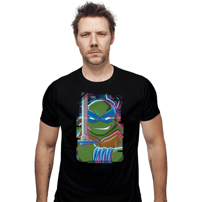 Daily_Deal_Shirts Fitted Shirts, Mens / Small / Black Glitch Leonardo