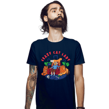 Load image into Gallery viewer, Secret_Shirts Fitted Shirts, Mens / Small / Navy Crazy Cat Lady
