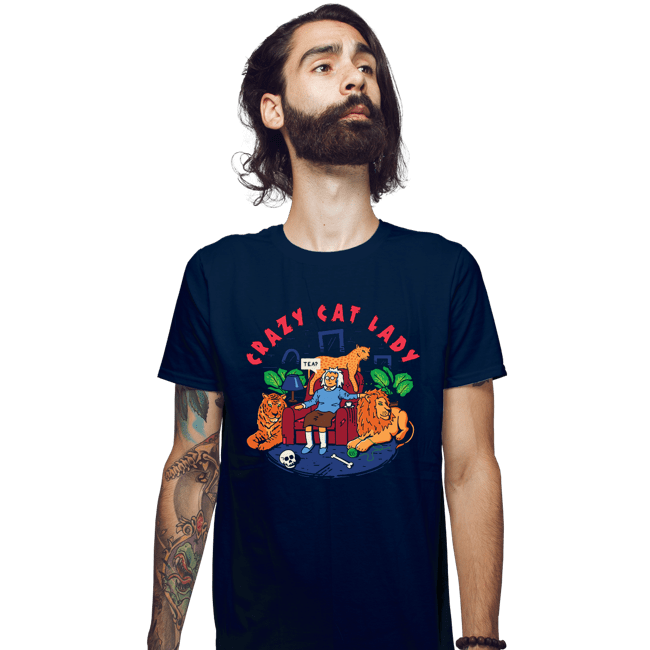 Secret_Shirts Fitted Shirts, Mens / Small / Navy Crazy Cat Lady