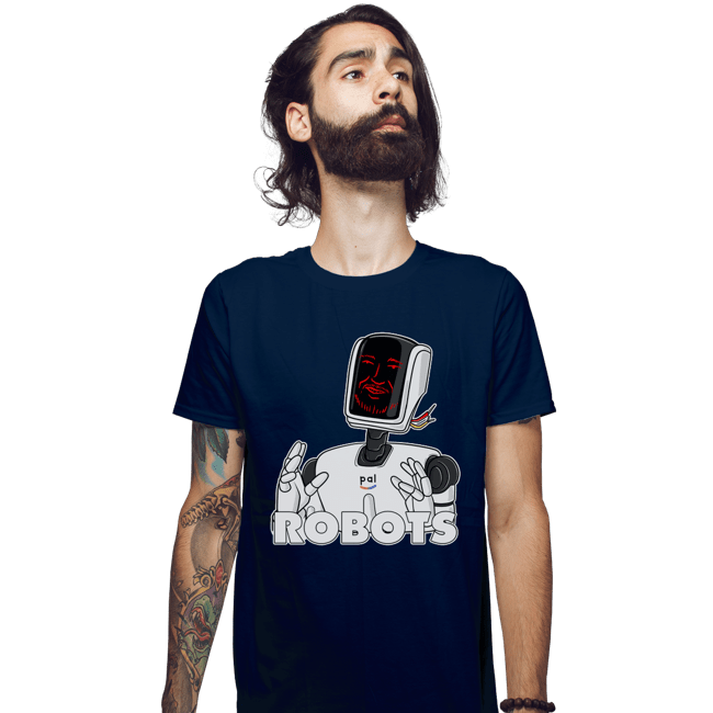 Daily_Deal_Shirts Fitted Shirts, Mens / Small / Navy Robots