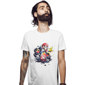 Shirts Fitted Shirts, Mens / Small / White Go Kart Watercolor