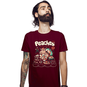 Daily_Deal_Shirts Fitted Shirts, Mens / Small / Maroon Peaches Peaches Peaches