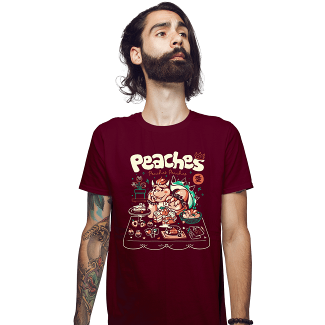 Daily_Deal_Shirts Fitted Shirts, Mens / Small / Maroon Peaches Peaches Peaches