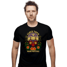 Load image into Gallery viewer, Daily_Deal_Shirts Fitted Shirts, Mens / Small / Black Clock Town Mask Festival
