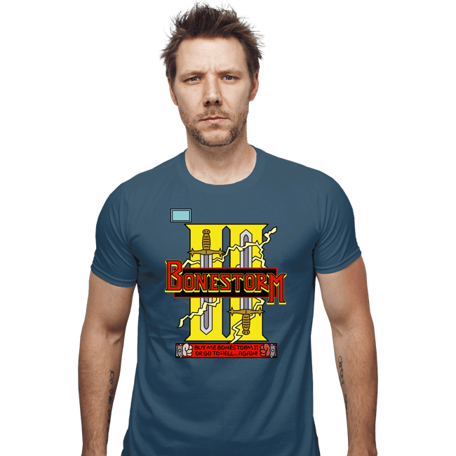 Daily_Deal_Shirts Fitted Shirts, Mens / Small / Indigo Blue Bonestorm II