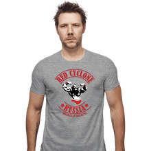 Load image into Gallery viewer, Shirts Fitted Shirts, Mens / Small / Sports Grey Red Cyclone Muscle Beach
