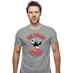 Shirts Fitted Shirts, Mens / Small / Sports Grey Red Cyclone Muscle Beach