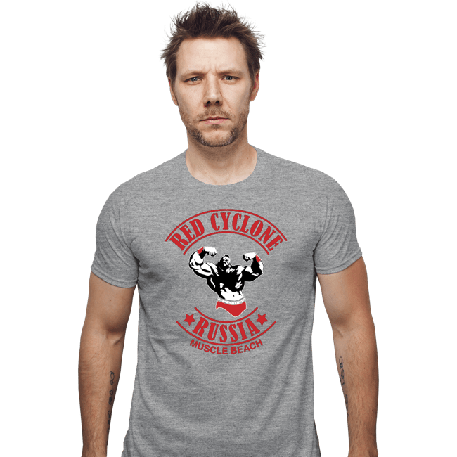Shirts Fitted Shirts, Mens / Small / Sports Grey Red Cyclone Muscle Beach