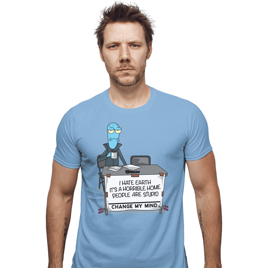 Shirts Fitted Shirts, Mens / Small / Powder Blue I Hate Earth