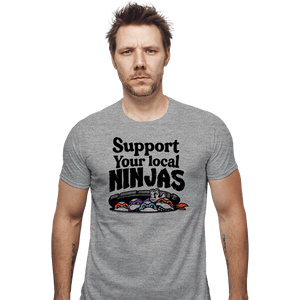 Daily_Deal_Shirts Fitted Shirts, Mens / Small / Sports Grey Support Your Local Ninjas