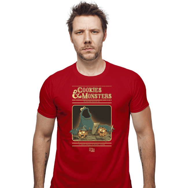 Daily_Deal_Shirts Fitted Shirts, Mens / Small / Red Cookies & Monsters