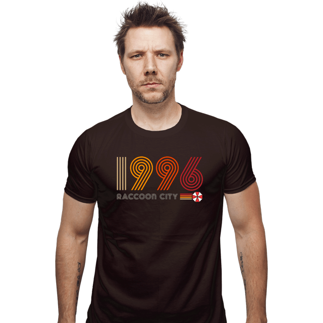 Daily_Deal_Shirts Fitted Shirts, Mens / Small / Dark Chocolate Raccoon City 1996