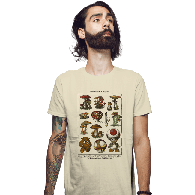 Daily_Deal_Shirts Fitted Shirts, Mens / Small / Sand Mario Mushrooms