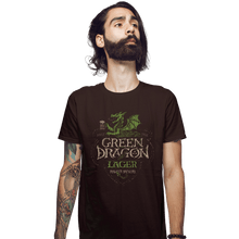Load image into Gallery viewer, Shirts Fitted Shirts, Mens / Small / Dark Chocolate Green Dragon Lager
