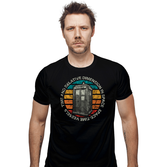 Shirts Fitted Shirts, Mens / Small / Black Retro Tardis Sun