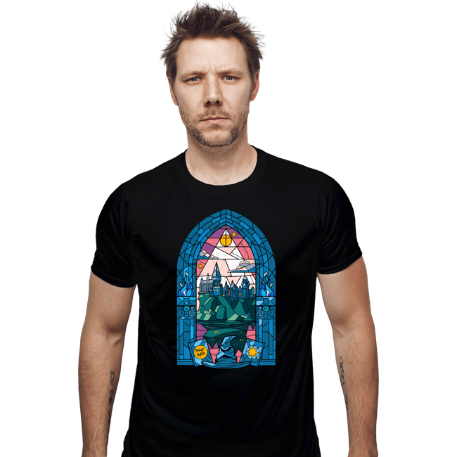 Daily_Deal_Shirts Fitted Shirts, Mens / Small / Black Stained Glass Castle