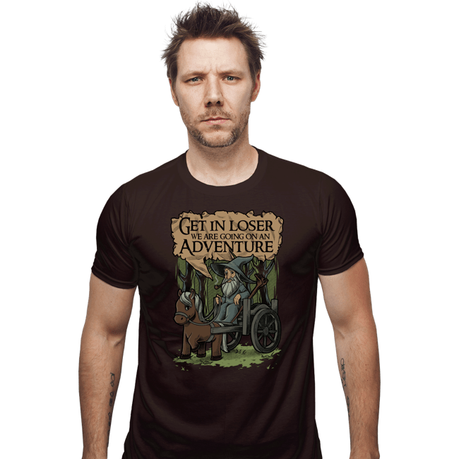 Daily_Deal_Shirts Fitted Shirts, Mens / Small / Dark Chocolate Middle Earth Adventure