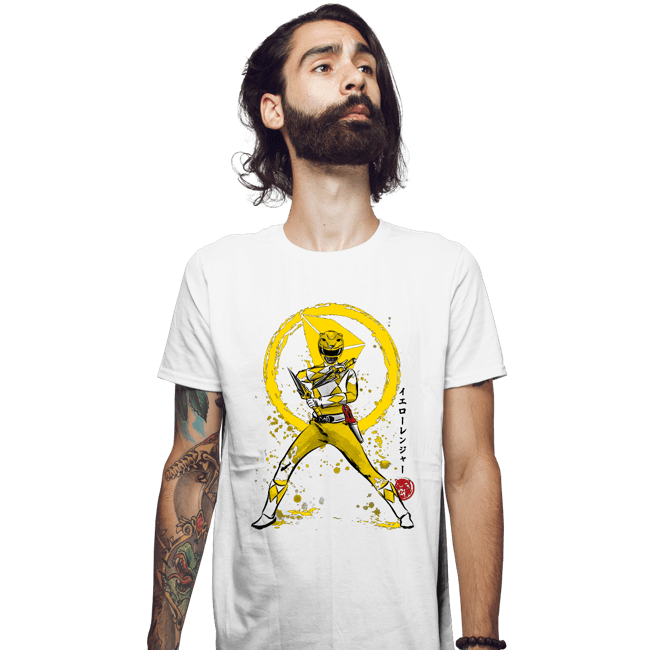 Shirts Fitted Shirts, Mens / Small / White Yellow Ranger Sumi-e