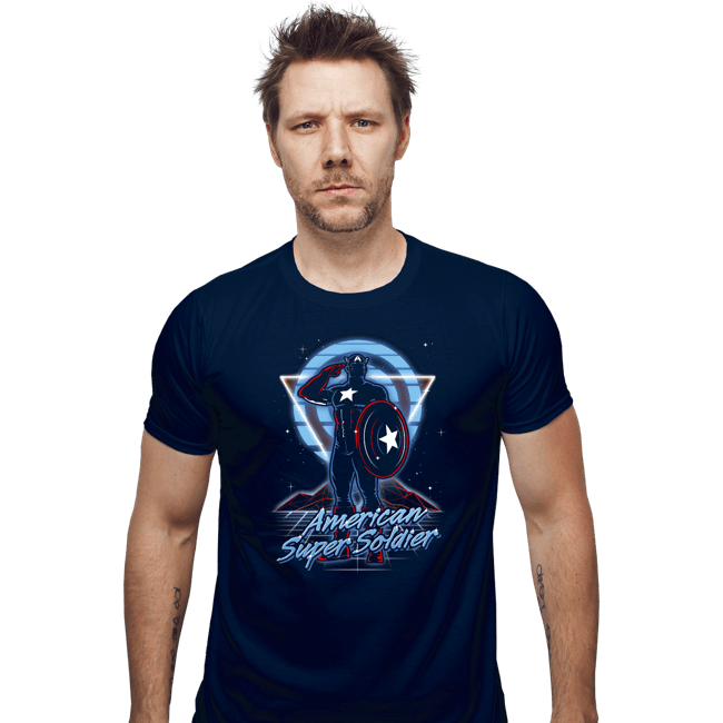 Shirts Fitted Shirts, Mens / Small / Navy Retro American Super Soldier