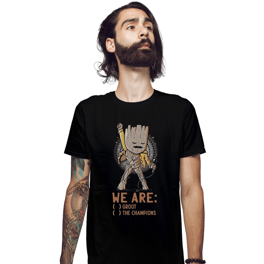 Shirts Fitted Shirts, Mens / Small / Black We Are Groot The Champions