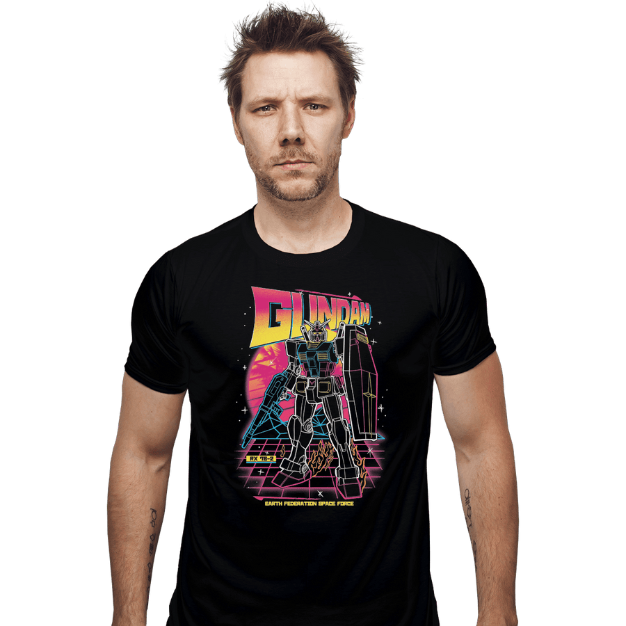 Shirts Fitted Shirts, Mens / Small / Black 80s Retro RX-78-2