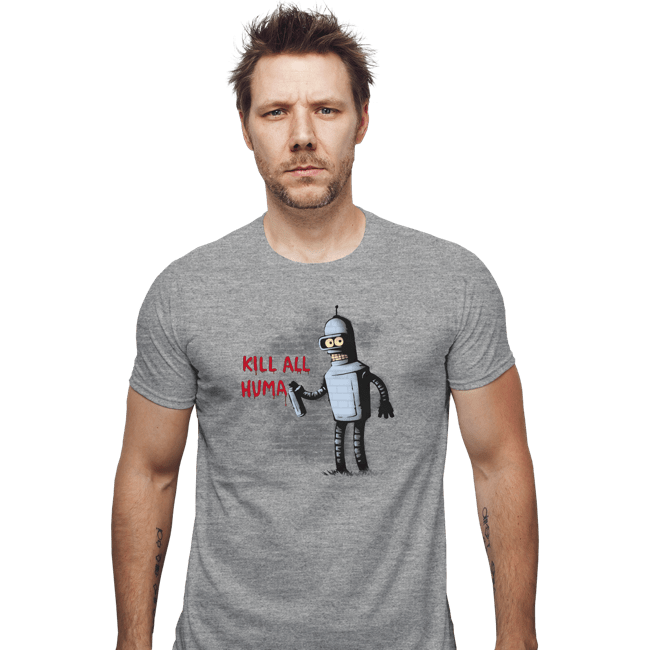 Shirts Fitted Shirts, Mens / Small / Sports Grey Kill All Humans
