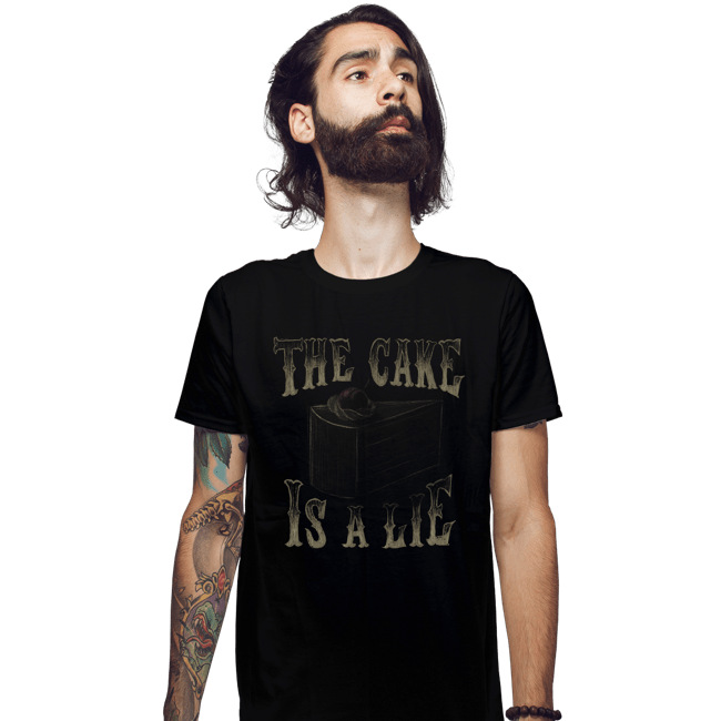 Shirts Fitted Shirts, Mens / Small / Black The Cake Is A Lie