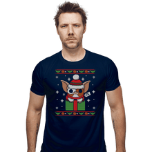 Load image into Gallery viewer, Shirts Fitted Shirts, Mens / Small / Navy Pet Christmas
