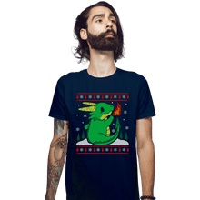 Load image into Gallery viewer, Shirts Fitted Shirts, Mens / Small / Navy Ugly Dragon Christmas
