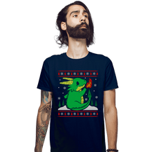 Load image into Gallery viewer, Shirts Fitted Shirts, Mens / Small / Navy Ugly Dragon Christmas
