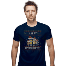 Load image into Gallery viewer, Daily_Deal_Shirts Fitted Shirts, Mens / Small / Navy Happy Howlidays
