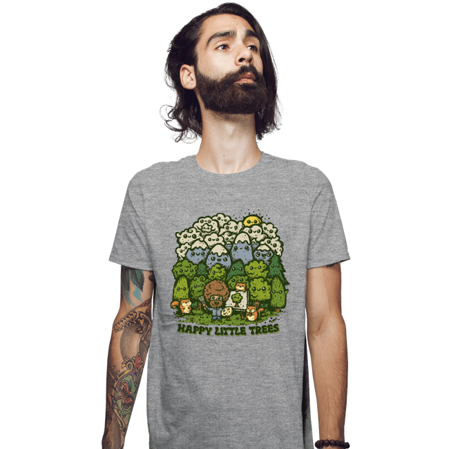 Daily_Deal_Shirts Fitted Shirts, Mens / Small / Sports Grey Happy Trees