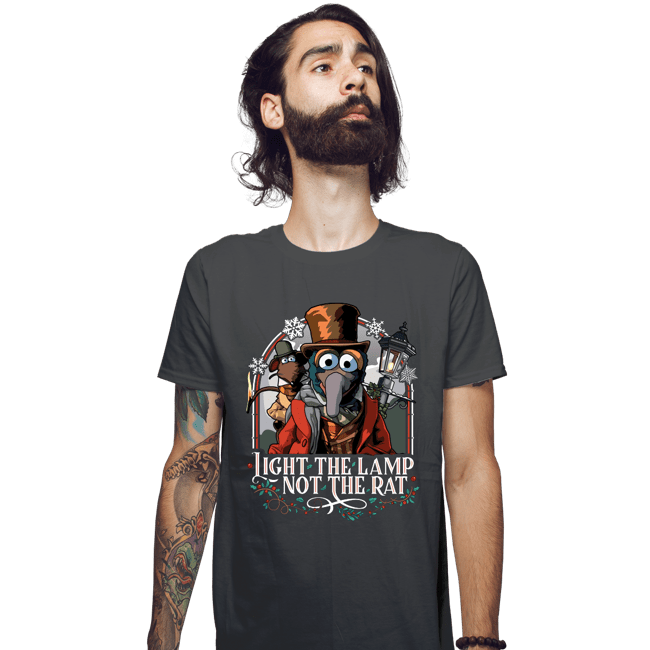 Daily_Deal_Shirts Fitted Shirts, Mens / Small / Charcoal Light The Lamp Not the Rat