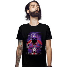 Load image into Gallery viewer, Shirts Fitted Shirts, Mens / Small / Black Glitch Captain America
