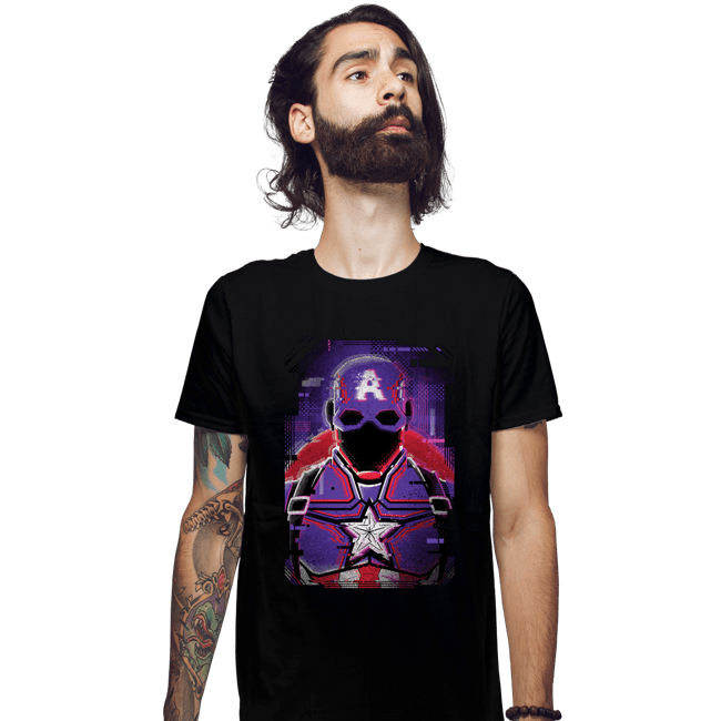 Shirts Fitted Shirts, Mens / Small / Black Glitch Captain America