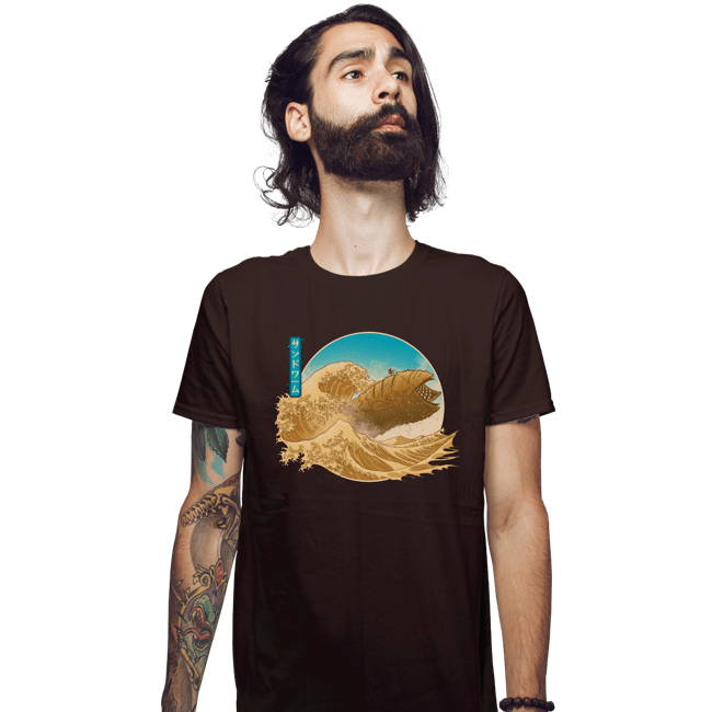 Daily_Deal_Shirts Fitted Shirts, Mens / Small / Dark Chocolate The Great Wave off Arrakis