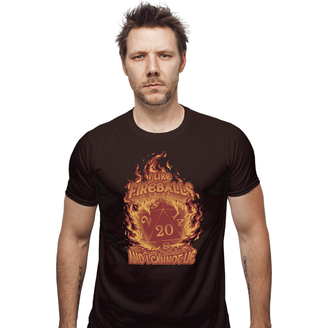 Daily_Deal_Shirts Fitted Shirts, Mens / Small / Dark Chocolate I Like Fireballs