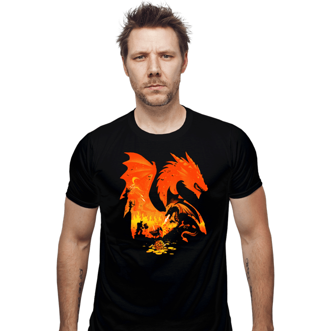 Daily_Deal_Shirts Fitted Shirts, Mens / Small / Black Fantasy Flames