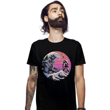 Load image into Gallery viewer, Shirts Fitted Shirts, Mens / Small / Black Retro Wave EVA
