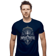 Load image into Gallery viewer, Shirts Fitted Shirts, Mens / Small / Navy Minas Tirith White Ale

