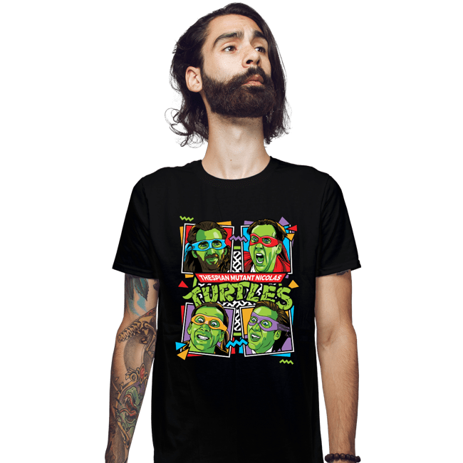 Secret_Shirts Fitted Shirts, Mens / Small / Black Thespian Mutant Nicolas Cage Turtles