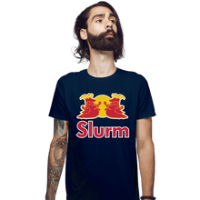 Load image into Gallery viewer, Shirts Fitted Shirts, Mens / Small / Navy Slurm Energy Drink
